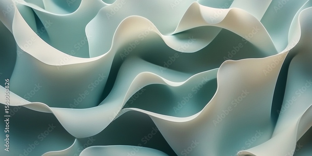 Poster abstract fluid design with soft pale blue waves and olive undertones for a dynamic background
