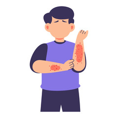 Young Boy with Rash Symptoms Showing Discomfort from Skin Allergy Reaction
