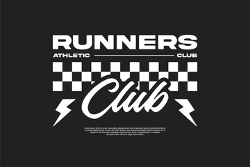 Active Running Lifestyle Club T-shirt Design Modern Sport Vector