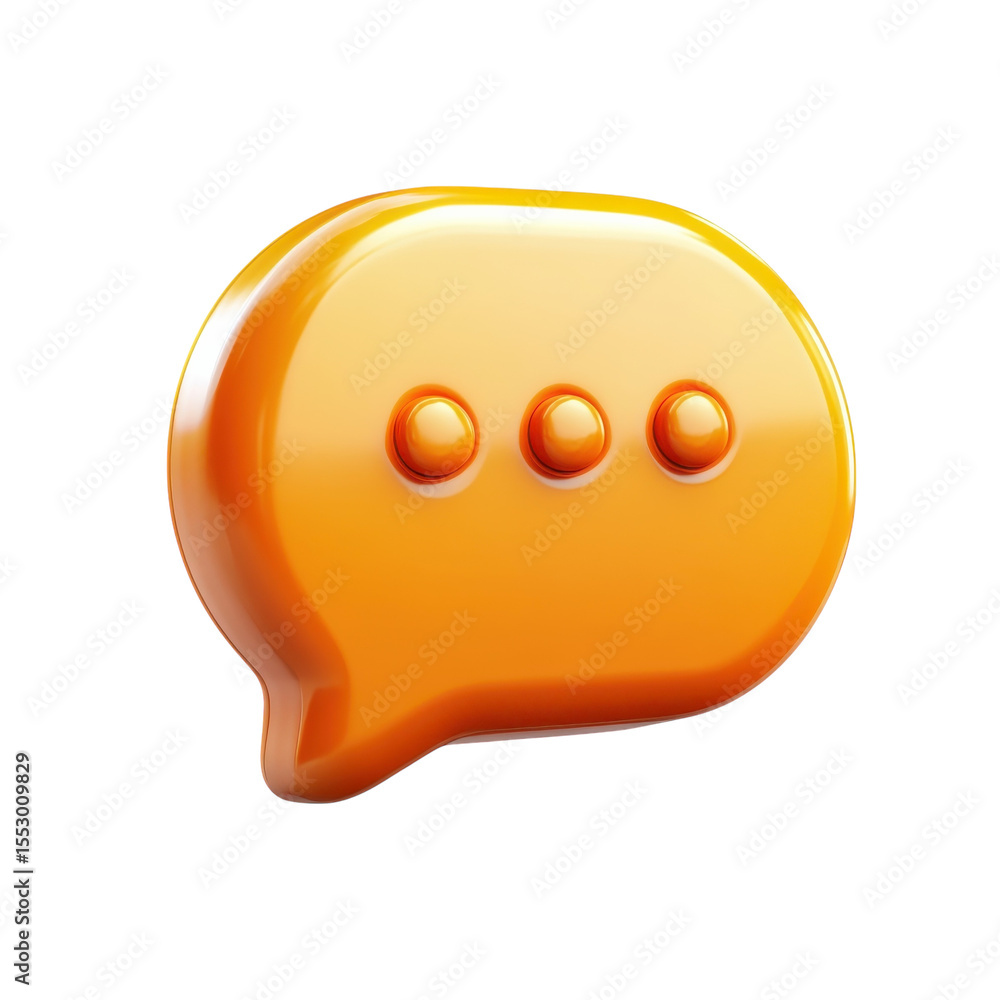 Aufkleber orange 3d render glossy speech bubble icon communication message chat on transparent background