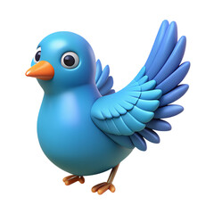 A cartoon blue bird with another bird is soaring through a vibrant sky, capturing a moment of serene companionship