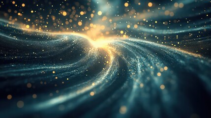 Abstract Swirling Energy with Golden Bokeh and Cosmic Particle Flow