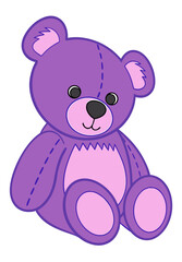 Purple Plush Teddy Bear Cartoon Illustration