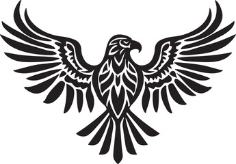 Fototapeta premium Intricate black and white vector illustration of an eagle with outstretched wings symbolic of freedom and strength ready for digital design purposes