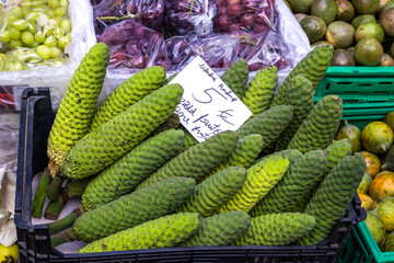Street sale of delicious fruit - fruit of monstera deliciosa