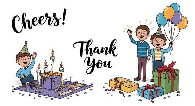 Birthday Celebration Clipart Thank You and Cheers Images