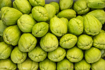 Close up view of Chayote or Mexican cucumber