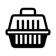 Simple Pet Carrier or Transport Cage Silhouette Icon Vector