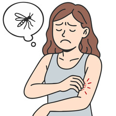 woman got bitten by a mosquito.