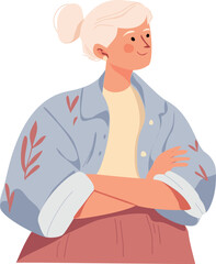 Elderly Woman Smiling Portrait Vector Art for Senior Lifestyle Themes