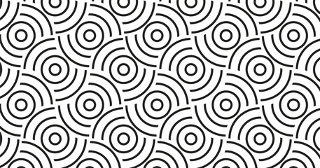 Seamless floral swirl pattern with vintage geometric design on black background