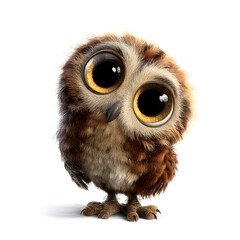 Fototapeta premium A cute little owl with big eyes and a fluffy coat