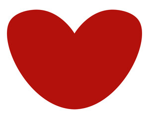 Big red round heart. Color vector illustration. Isolated white background. Flat style. Romantic love symbol. Idea for web design.