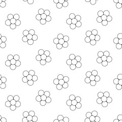 Open flower petals. Sketch. Seamless vector pattern. Repeating floral ornament. Blooming inflorescence. Open flower bud. Isolated colorless background. Doodle style. Idea for web design.