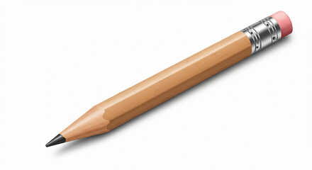 Naklejka premium Clean and sharp wooden pencil placed diagonally on white background