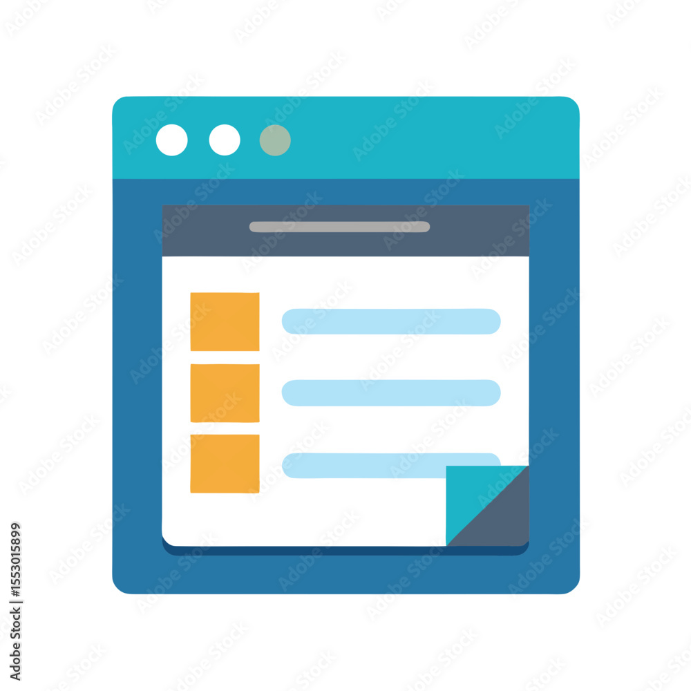 Aufkleber flat design icon representing a digital document or list within a browser window