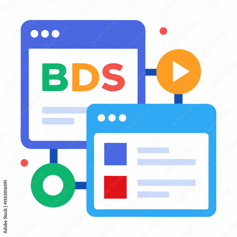 Poster digital business solutions with interactive web elements and play button