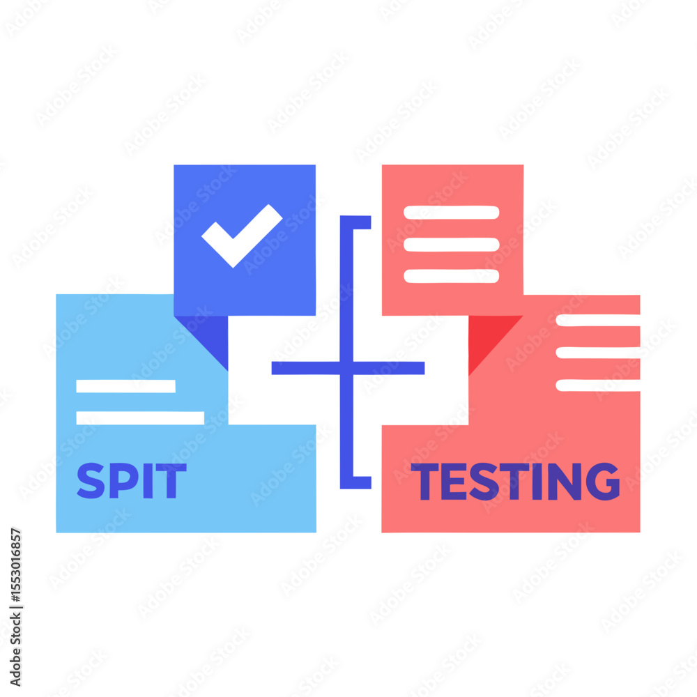 Aufkleber spit testing process with checkmarks and documents