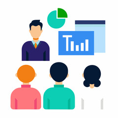 Business meeting with data analysis and presentations