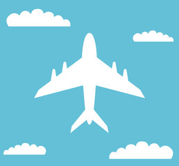 airplane against the background of the sky. Vector Illustration.