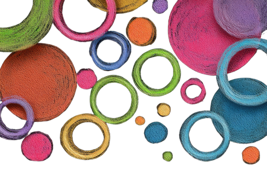 Abstract circles of vibrant colors on black background