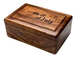 polished wooden 4th of july gift box isolated on transparent