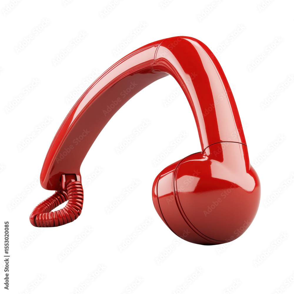Poster modern sculpture design shiny red abstract art form for creative projects on transparent background
