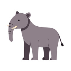 A charming cartoon-style elephant with a gentle expression, depicted in a minimalist design