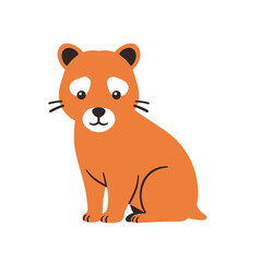 Cute orange fox sitting illustration 