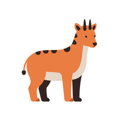 An illustration of an orange creature with black spots and small horns