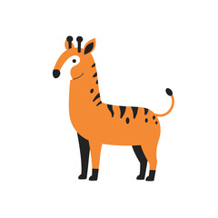 A playful illustration of an Orange giraffe. With its quirky, elongated nose, it stands with confidence 