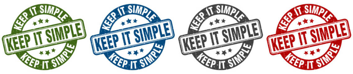 keep it simple stamp. keep it simple round stamp set isolated on white background