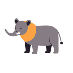 Cute cartoon elephant with orange collar. Simple design, perfect for kids' illustrations