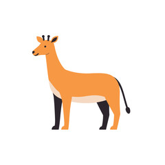 A stylized giraffe standing tall with a long neck and striking colors. Its posture exudes grace and poise, ready to explore the savanna