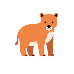 A cute lioness stands proudly, with a warm and welcoming expression. The image shows a cartoon-style representation of the lioness. 