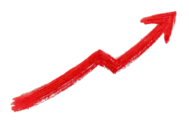 Red upward trending line graph