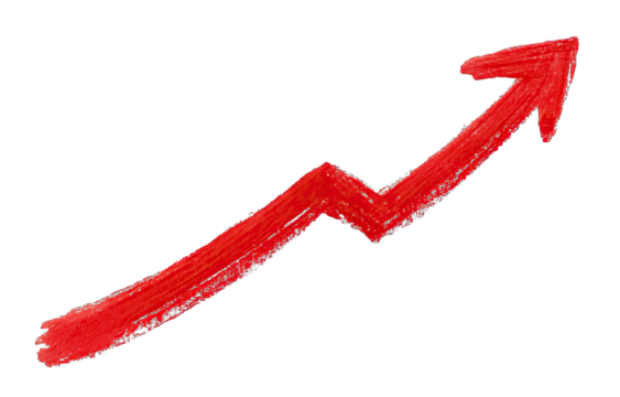 Red upward trending line graph