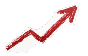 Hand-drawn red upward arrow graphic