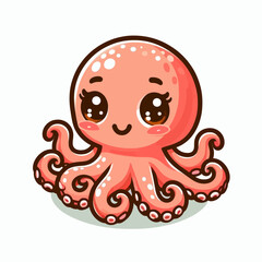 Cute Cartoon Octopus Character Illustration