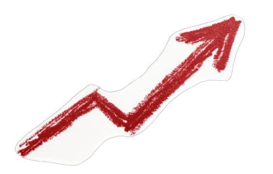 Hand-drawn red upward arrow graphic - Powered by Adobe
