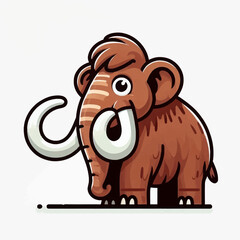 Cute Cartoon Woolly Mammoth Character Illustration