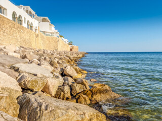 Beach in front of the medina of Hammamet, Tunisia