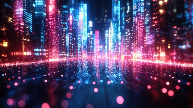 Neon Cityscape with Night Lights, and Future.
