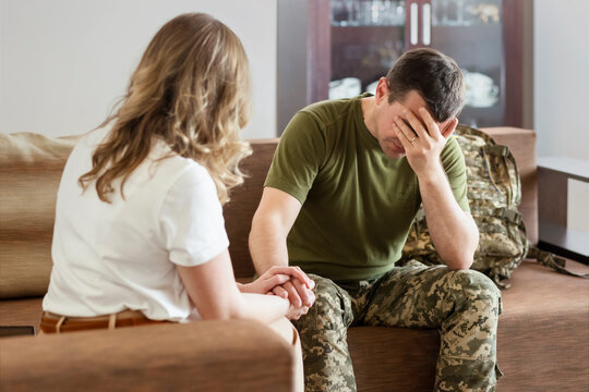 Military Stress. Depression and Military Family. Combat Stress. Depressed  Military Service at Home. - Powered by Adobe