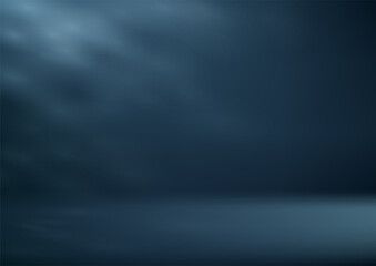 Empty Dark Blue studio room background with shadow leaves. Space for selling products on the website. Vector illustration.