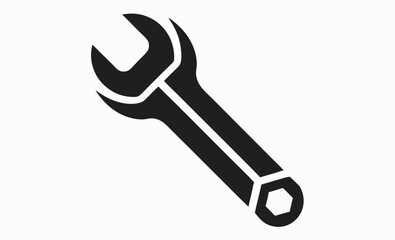 Wrench silhouette icon, black tool vector, mechanic instrument illustration, industrial repair symbol