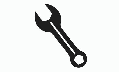 Wrench silhouette icon, black tool vector, mechanic instrument illustration, industrial repair symbol