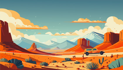 Grand Canyon - landscape, vector, mountain, illustration, nature, sky, 