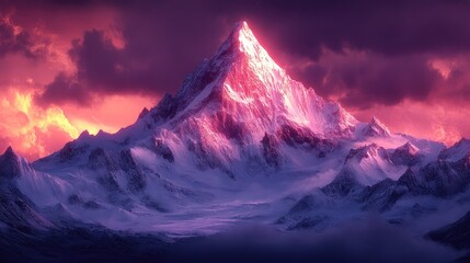 Majestic Sunset Mountain Peak.