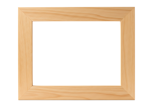 Minimalist blonde wood frame with a transparent center offering a clean, natural border for displays, art or creative design elements. - Powered by Adobe